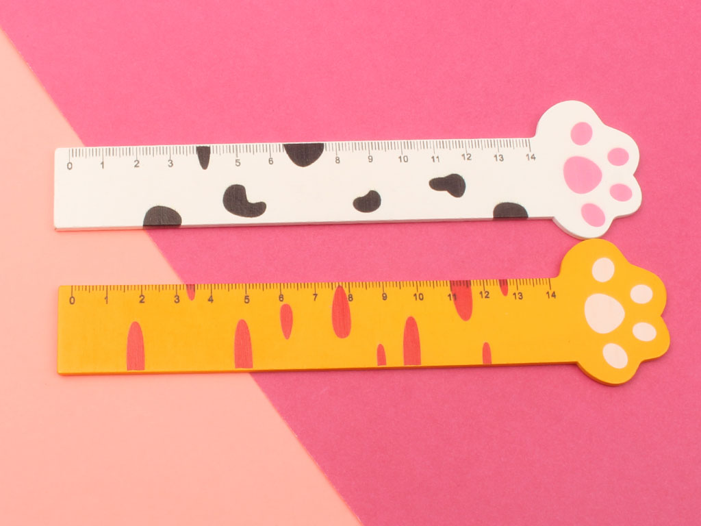 خط کش چوبی 14 سانت طرح پنجه حیوانات