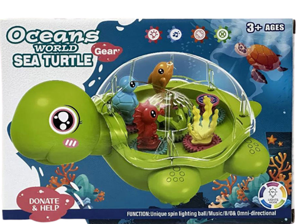 لاک پشت چرخ دنده ای، موزیکال و چراغدار اسباب بازی دارای رقص نور