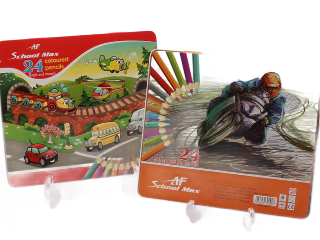 مداد رنگی 24 رنگ جعبه فلزی School Max