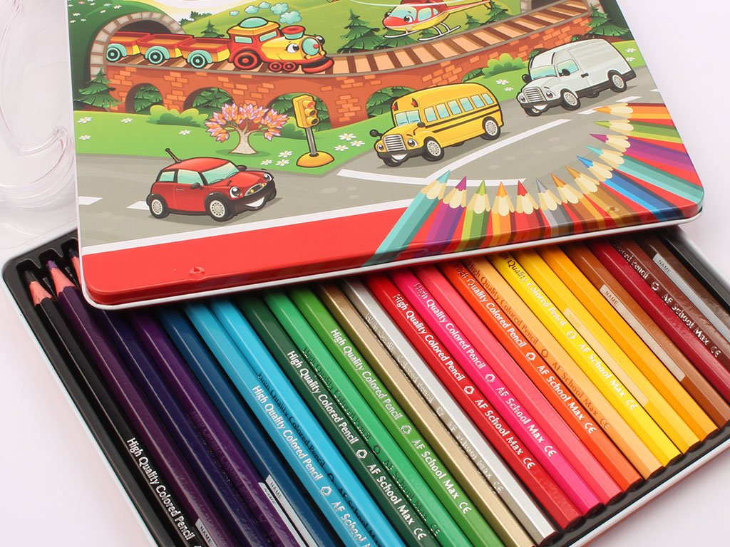 جدیدترین مداد رنگی 24 رنگ جعبه فلزی School Maxفروشگاه اینترنتی دلبند