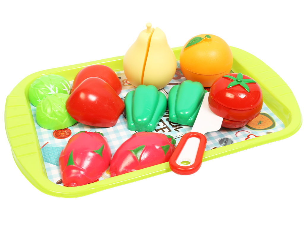 ست میوه برشی همراه با کارد و سینی 9 تکه اسباب بازی