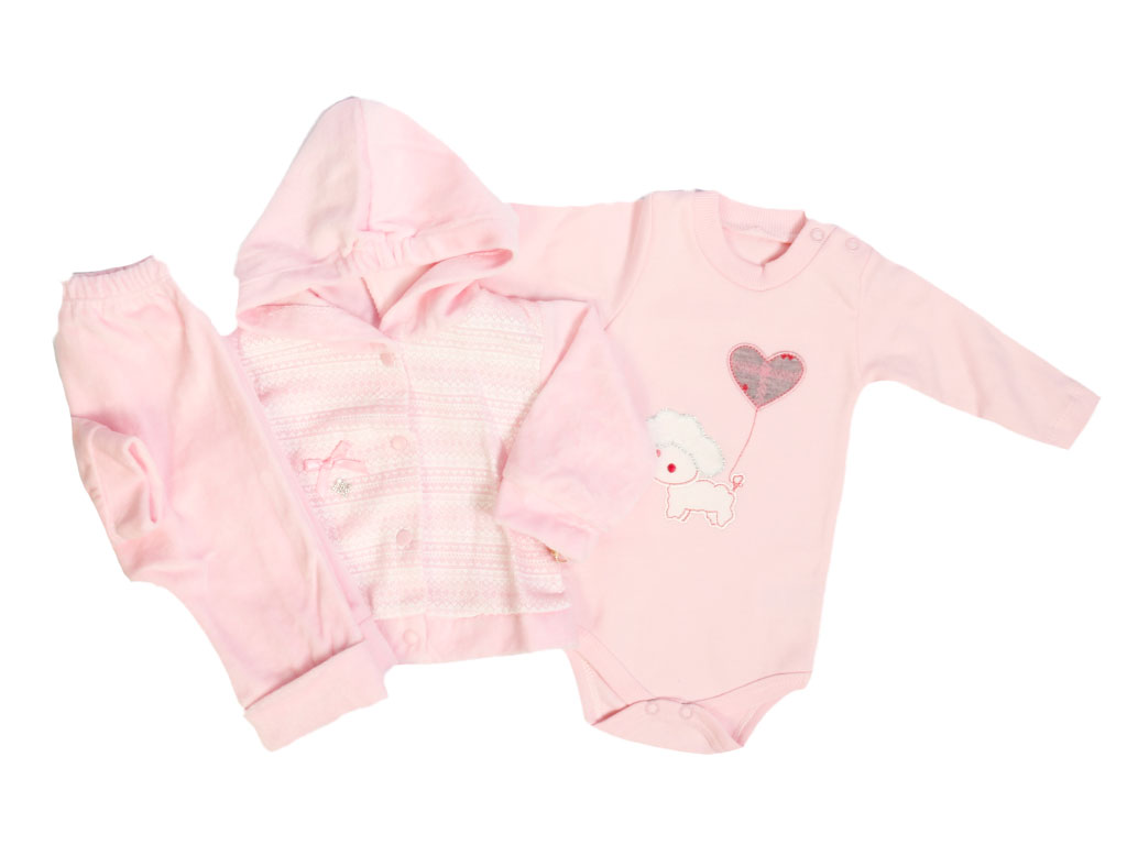 ست سه تکه نوزادی دخترانه مخمل بیبیم BABYIM