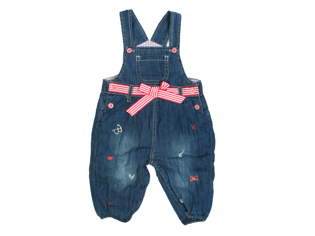 شلوار پیشبندی جین دخترانه لاینردار بیبی پپ BABY PEP