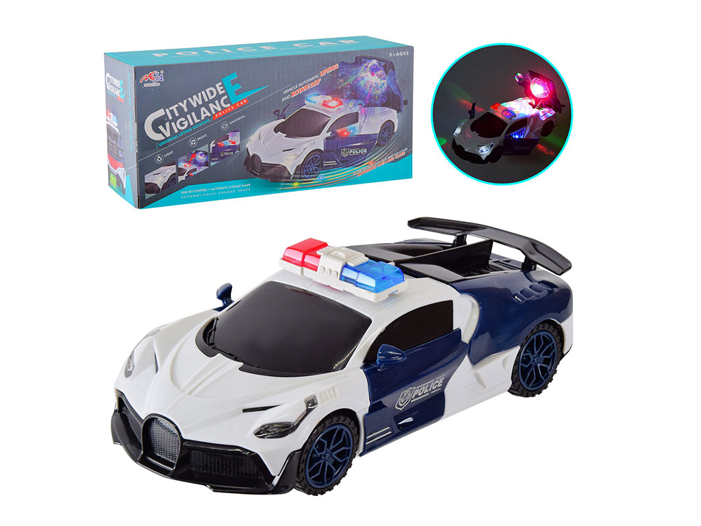 ماشین پلیس موزیکال اسباب بازی دارای چرخش 360 درجه، رقص نور و باز شدن درب ها