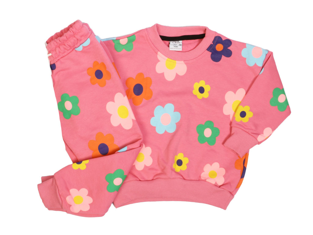 بلوز و شلوار راحتی دورس دخترانه گلدار زارا ZARA