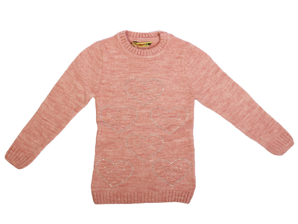 بلوز بافت دخترانه طرح قلب دارای نگین کریزی crazy