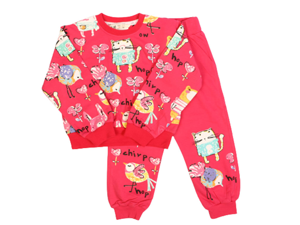 بلوز و شلوار راحتی دورس دخترانه طرحدار اچ اند ام h&m