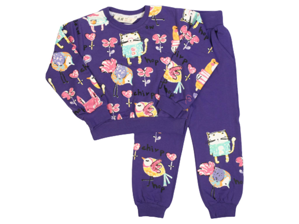 بلوز و شلوار راحتی دورس دخترانه طرحدار اچ اند ام h&m