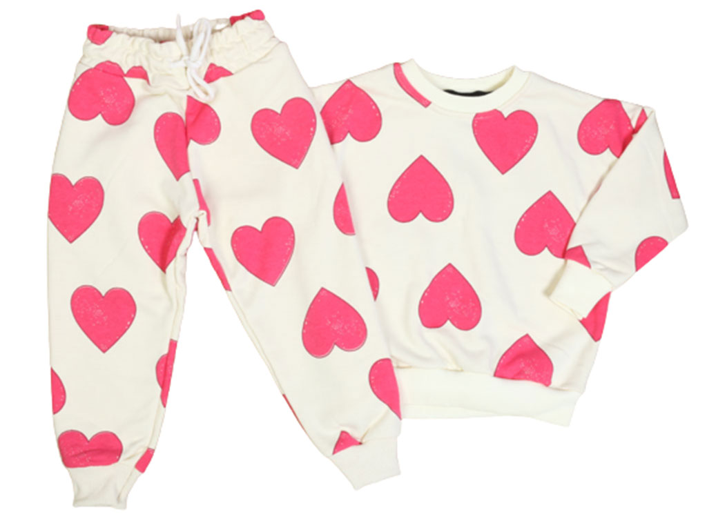 بلوز و شلوار دخترانه دورس طرح قلب صورتی زارا ZARA