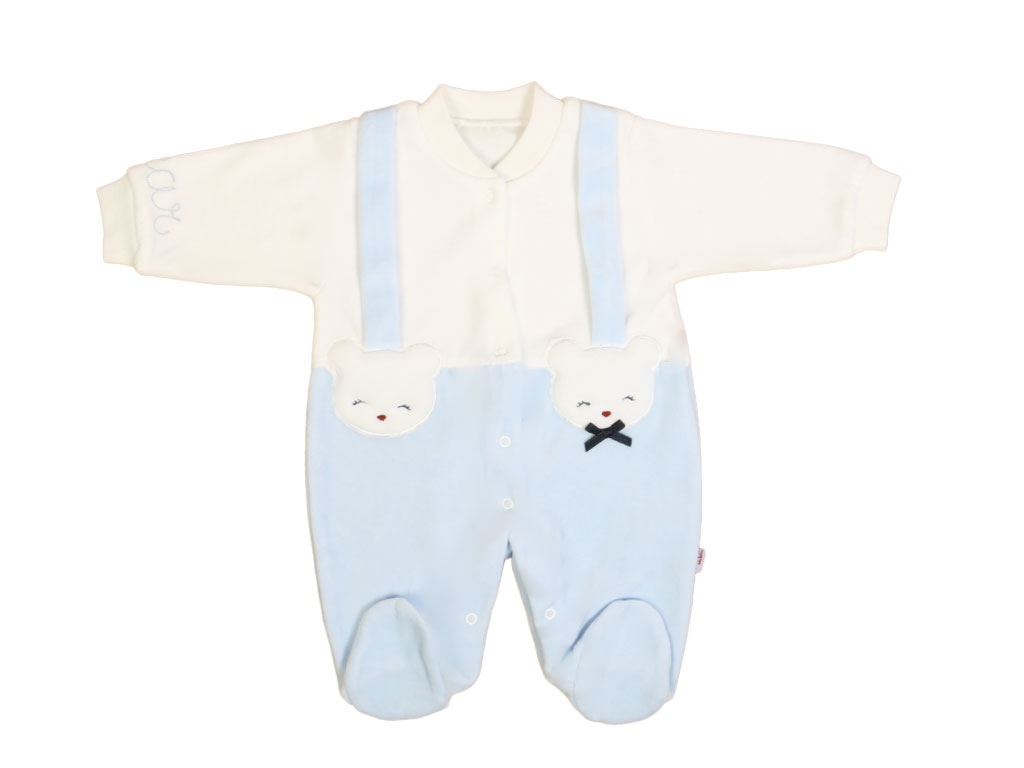 سرهمی جورابدار مخمل نوزادی پسرانه طرح خرس G.A.Y.E