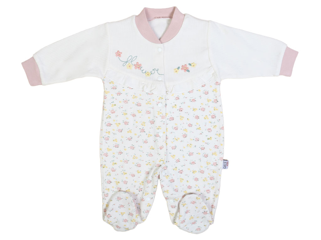 سرهمی جورابدار نوزادی دخترانه طرح گلدار G.A.Y.E