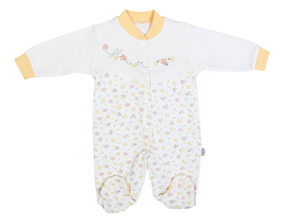 سرهمی جورابدار نوزادی دخترانه طرح گلدار G.A.Y.E