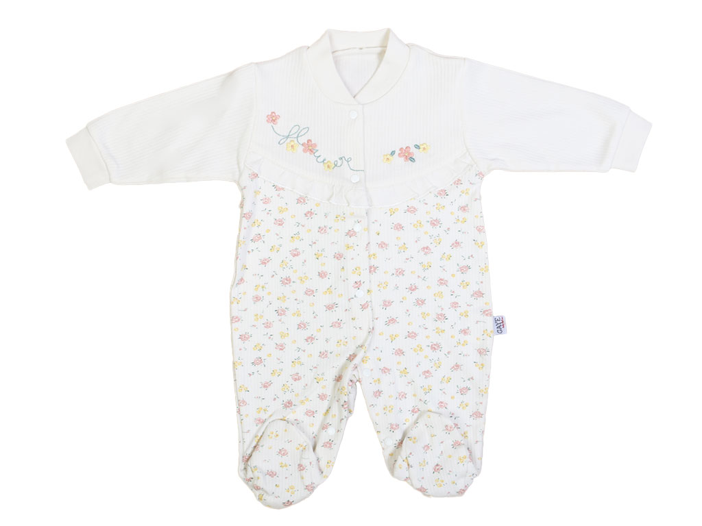 سرهمی جورابدار نوزادی دخترانه طرح گلدار G.A.Y.E