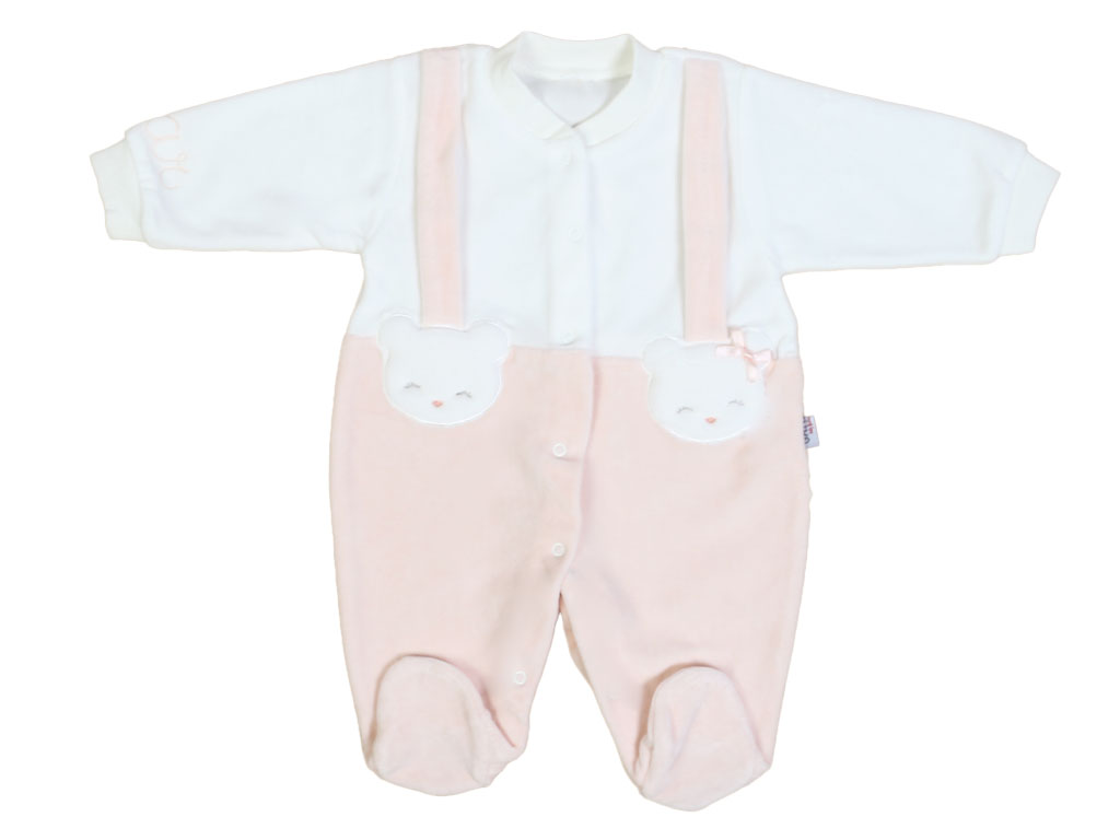 سرهمی جورابدار مخمل نوزادی دخترانه طرح خرس  G.A.Y.E