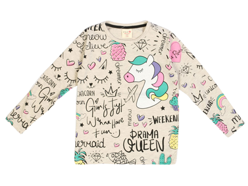 بلوز آستین بلند دخترانه طرح اسب تک شاخ (یونیکورن) فیلکس استار filex star