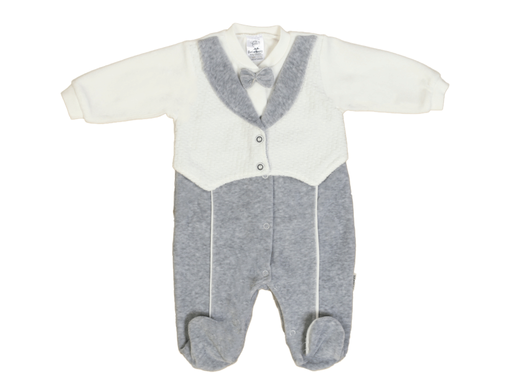 سرهمی جوراب و جلیقه دار مخملی نوزادی پسرانه بب لینا BEBELINNA