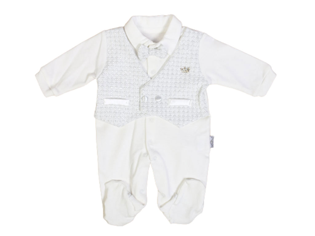 سرهمی جوراب و جلیقه دار مجلسی نوزادی پسرانه بلو جوی BELLO JOY