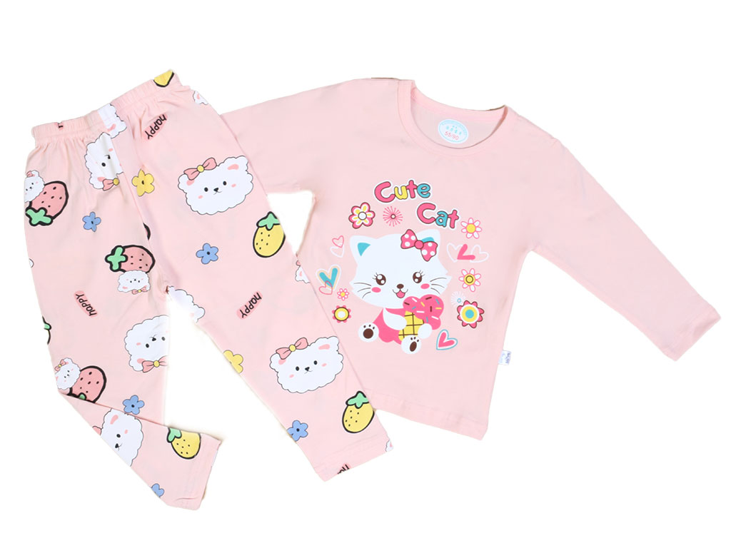 بلوز و شلوار راحتی دخترانه طرح گربه