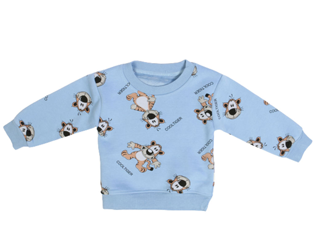 بلوز آستین بلند پسرانه داخل مخمل طرح ببر