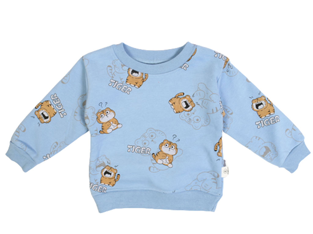 بلوز آستین بلند داخل مخمل پسرانه طرح TIGER