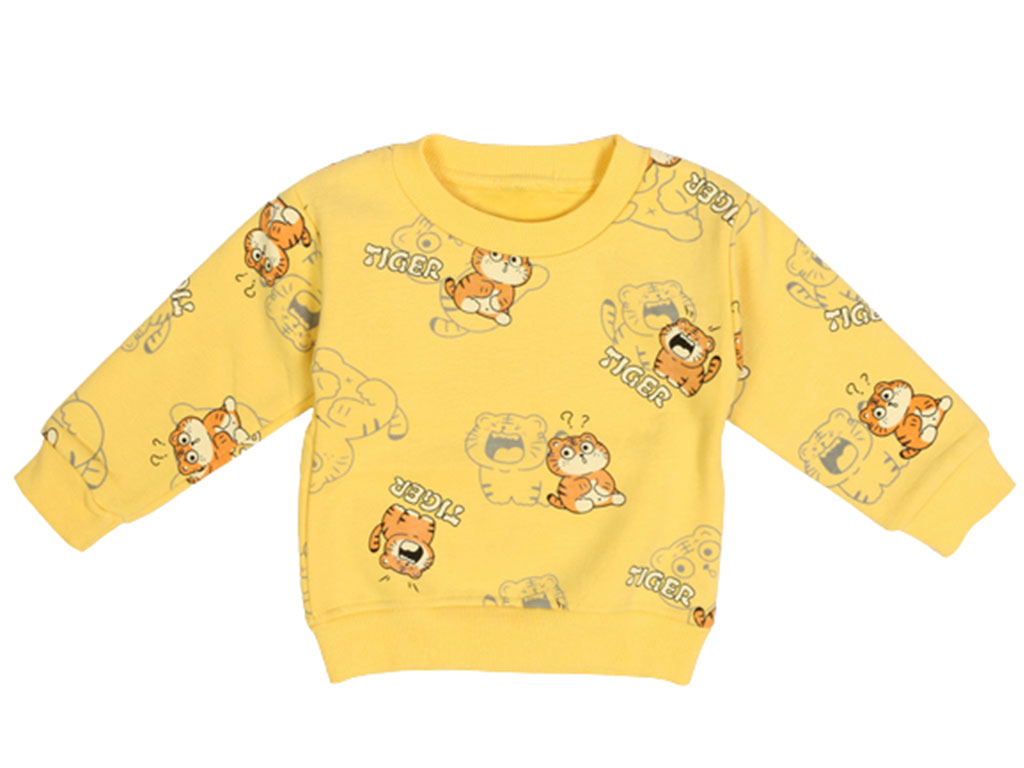 بلوز آستین بلند داخل مخمل کودک طرح TIGER