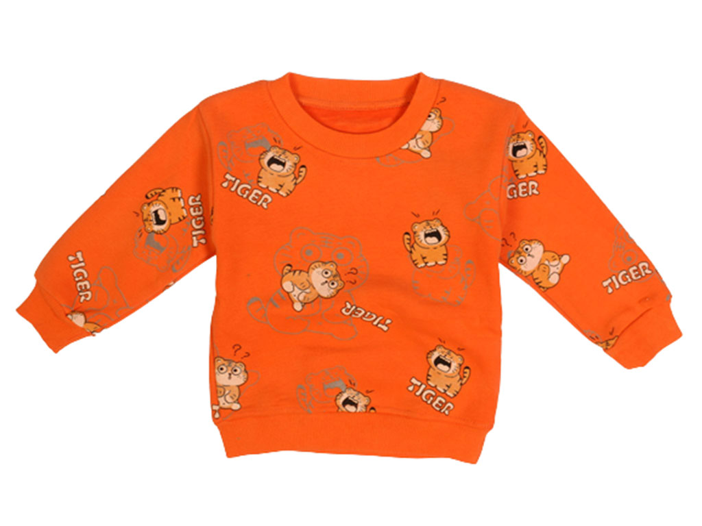 بلوز آستین بلند داخل مخمل کودک طرح TIGER