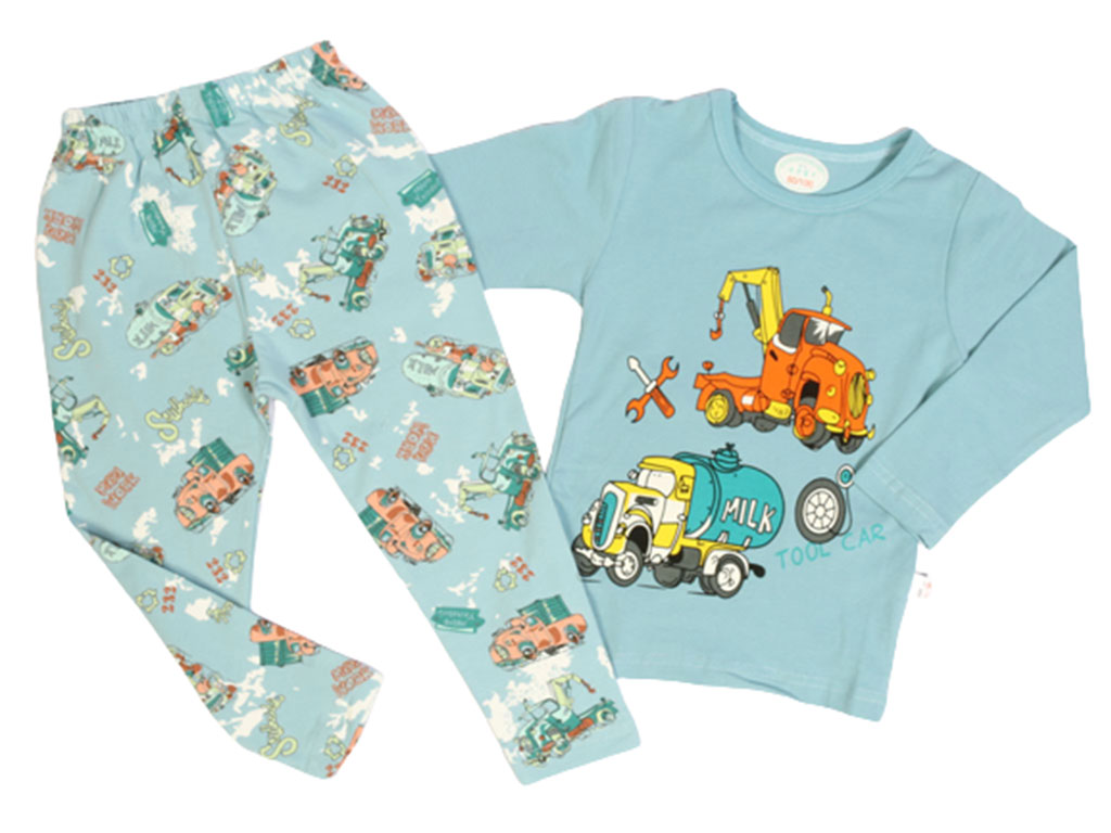 بلوز و شلوار راحتی طرح ماشین آبی