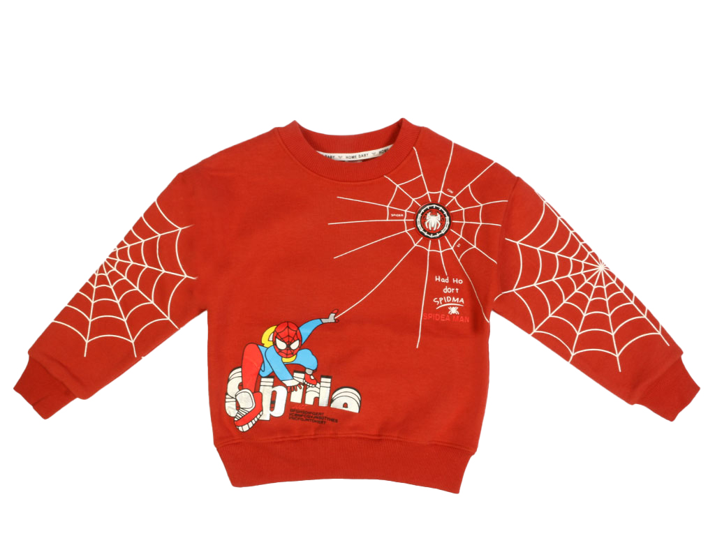 بلوز آستین بلند داخل مخمل پسرانه طرح مرد عنکبوتی