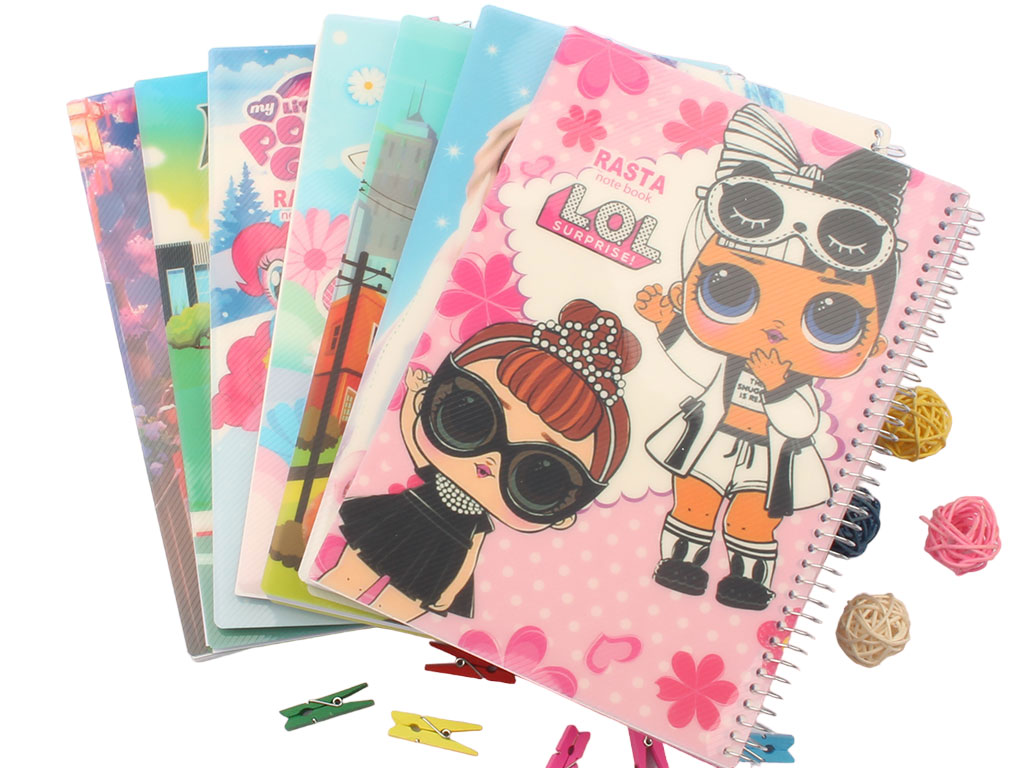 دفتر مشق سیمی 100 برگ جلد طلقی فانتزی رستا