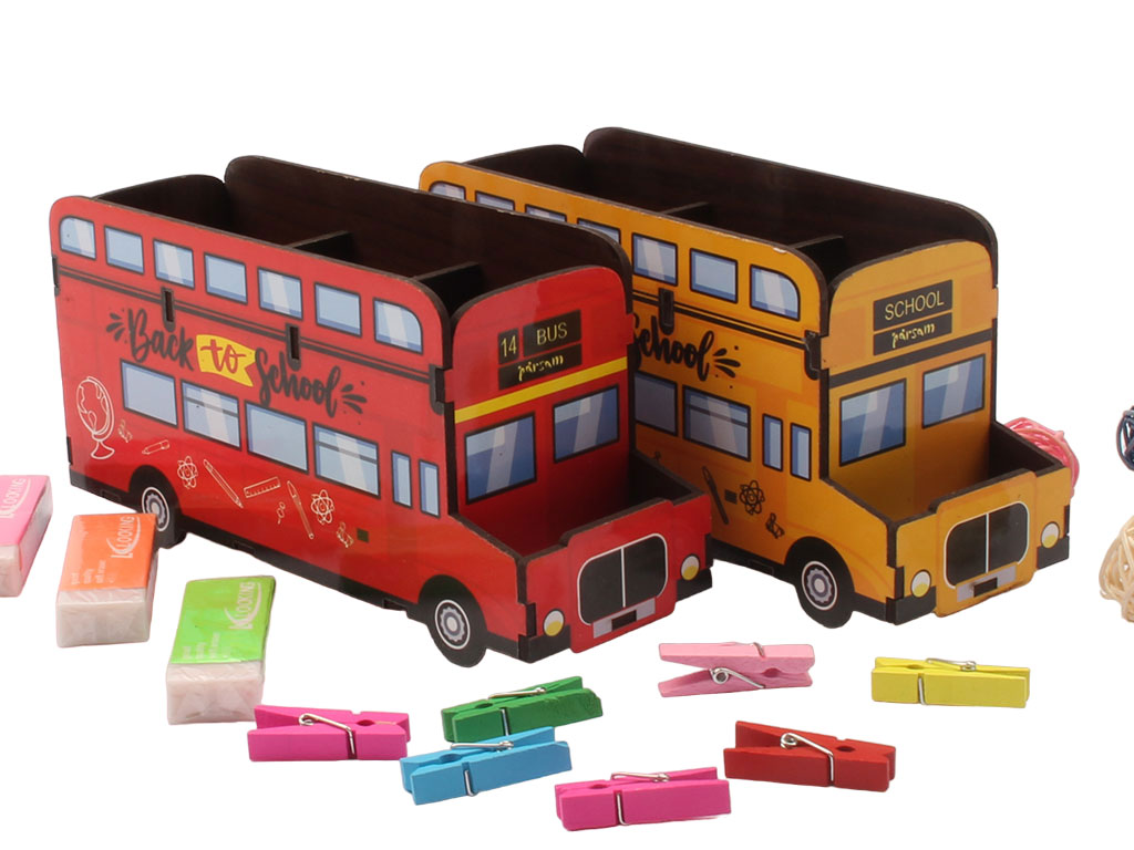 جاقلمی رومیزی چوبی اتوبوس مدرسه