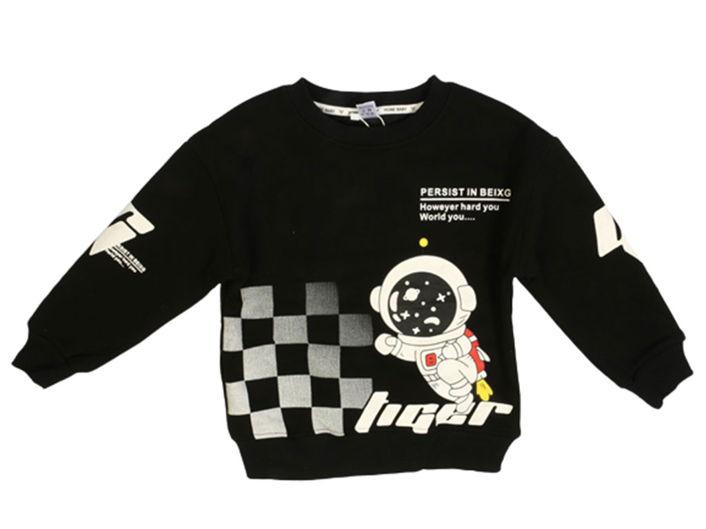 بلوز داخل مخمل پسرانه طرح فضانورد