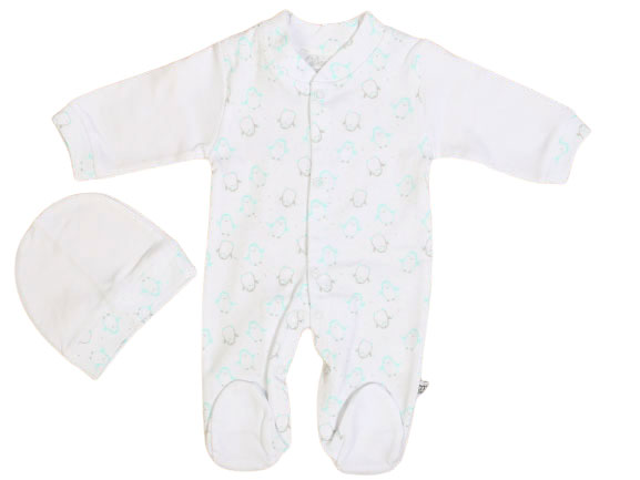 ست سرهمی جورابدار و کلاه نوزادی طرح پنگوئن دامون damon