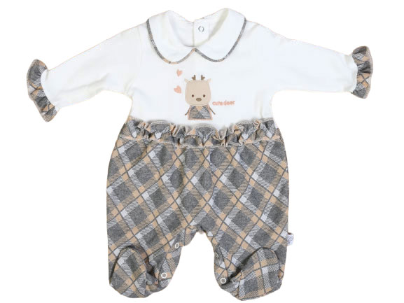 سرهمی مجلسی نوزادی دخترانه طرح چهارخانه جولی جوی JOLLY JOY