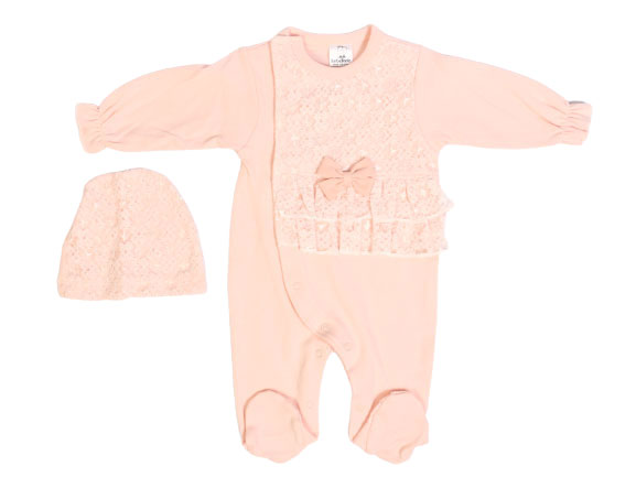 ست سرهمی جورابدار مجلسی نوزادی دخترانه و کلاه ببه لینا BEBE LINNA