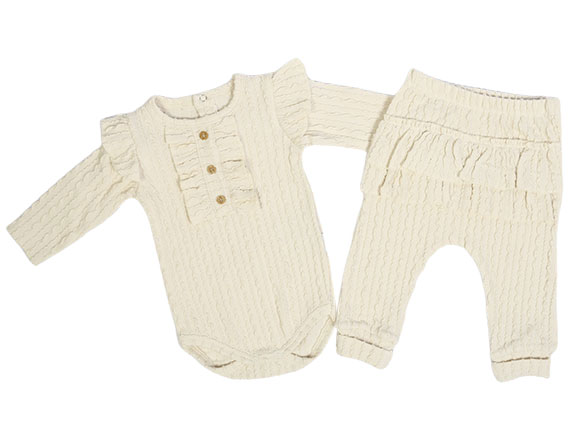 بادی و شلوار مجلسی نوزادی دخترانه با پارچه طرحدار ال سی ELCI