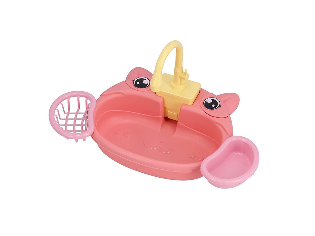 سینک ظرفشویی طرح حیوانات با شیرآب دارای پمپ همراه با لوازم آشپزخانه اسباب بازی