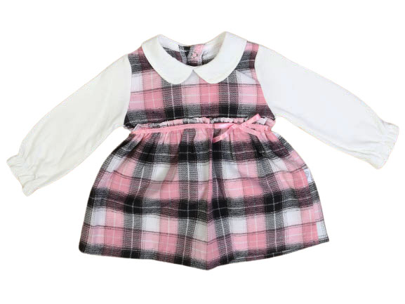 پیراهن مجلسی نوزادی دخترانه طرح چهارخانه جولی جوی JOLLY JOY