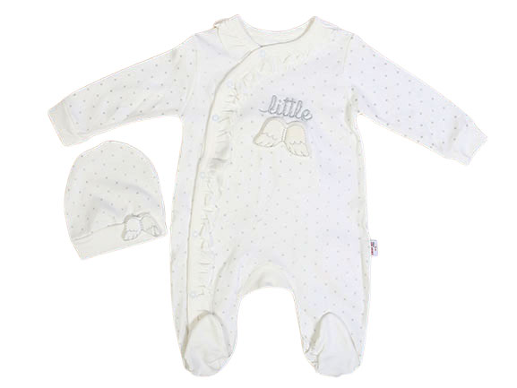 ست سرهمی جورابدار و کلاه نوزادی دخترانه خالدار طرح فرشته مورات بیبی MURAT BABY