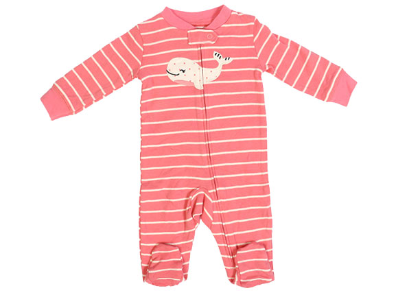 سرهمی جورابدار نوزادی دخترانه راه راه طرح نهنگ