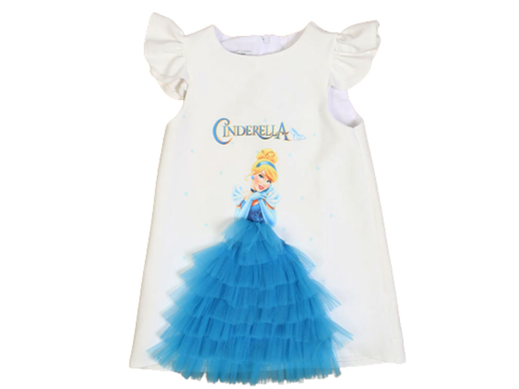 پیراهن مجلسی دخترانه طرح سیندرلا با تور برجسته میلنیوم millennium