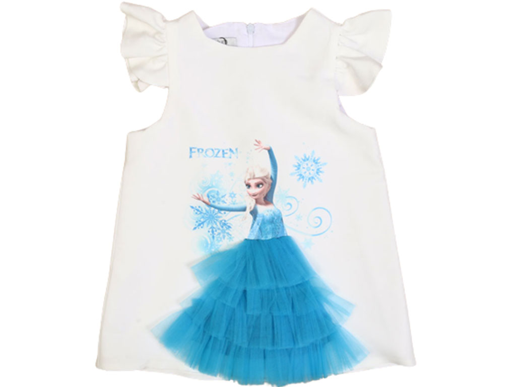 پیراهن مجلسی دخترانه طرح فروزن با تور برجسته میلنیوم millennium