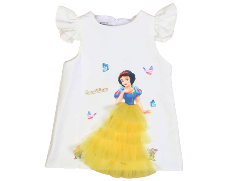 پیراهن مجلسی دخترانه طرح سفیدبرفی با تور برجسته میلنیوم millennium