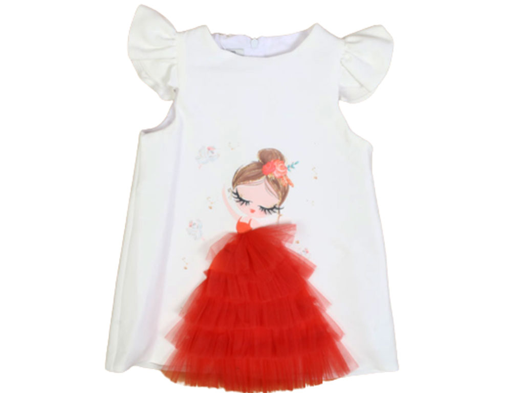 پیراهن مجلسی دخترانه طرح دختر دارای لباس تور برجسته میلنیوم millennium