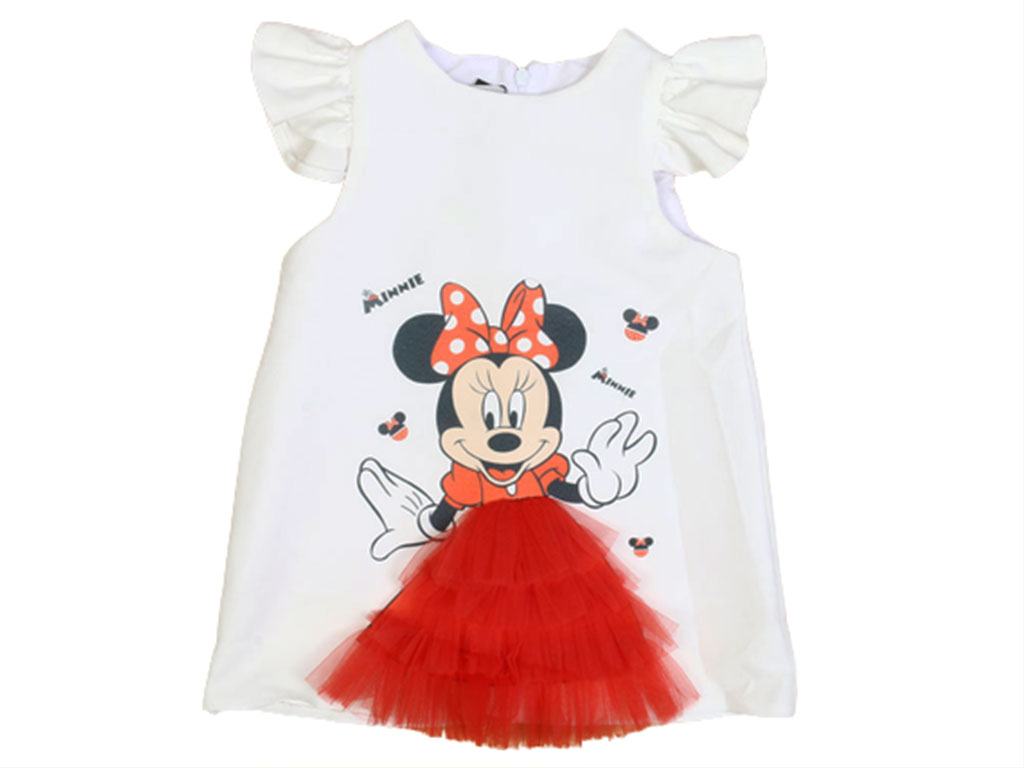 پیراهن مجلسی دخترانه طرح مینی موس با تور برجسته میلنیوم millennium