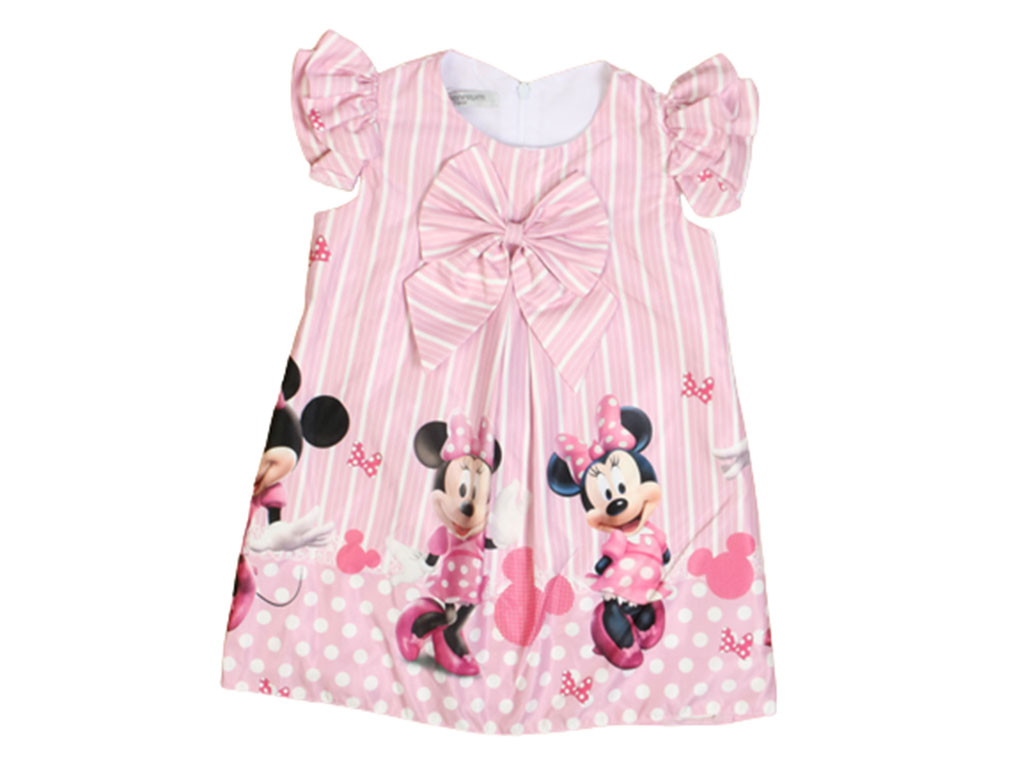 پیراهن دخترانه پیلی دار طرح مینی موس میلنیوم millennium