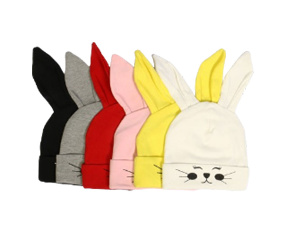 کلاه نخی دو لایه کشی لبه دوبل طرح خرگوش