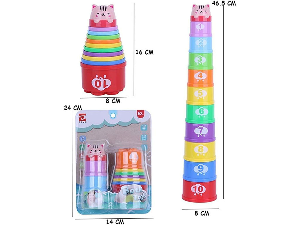 اسباب بازی حمام مدل برج فنجان های چیدنی 3 کاره