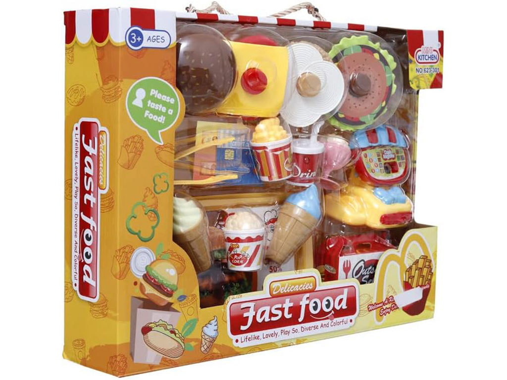 ست فست فود و بستنی همراه با صندوق فروشگاهی اسباب بازی