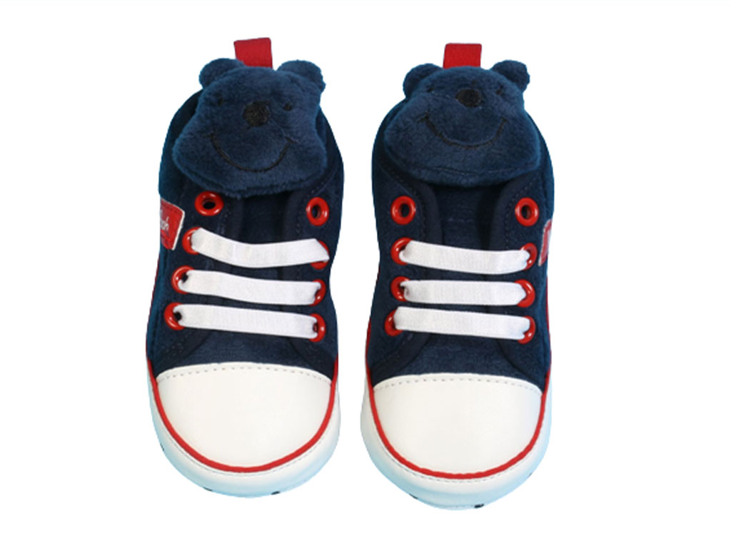 پاپوش استپ دار نوزادی طرح برجسته پو سرمه ای