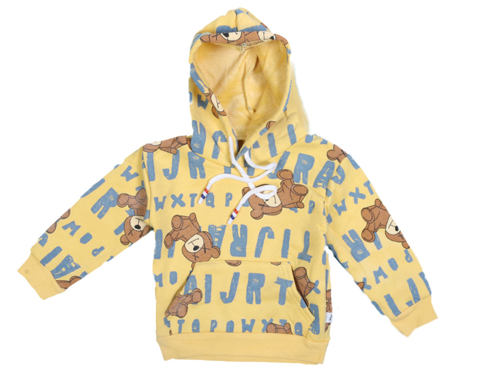 هودی داخل مخمل پسرانه طرح خرس پشت طرح دار